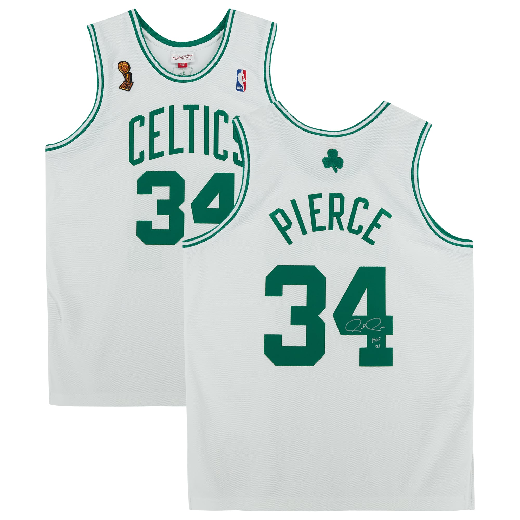 Paul Pierce Boston Celtics Autographed Mitchell & Ness Hardwood Classics White 2007-08 Authentic Jersey with "HOF 21" Inscription
