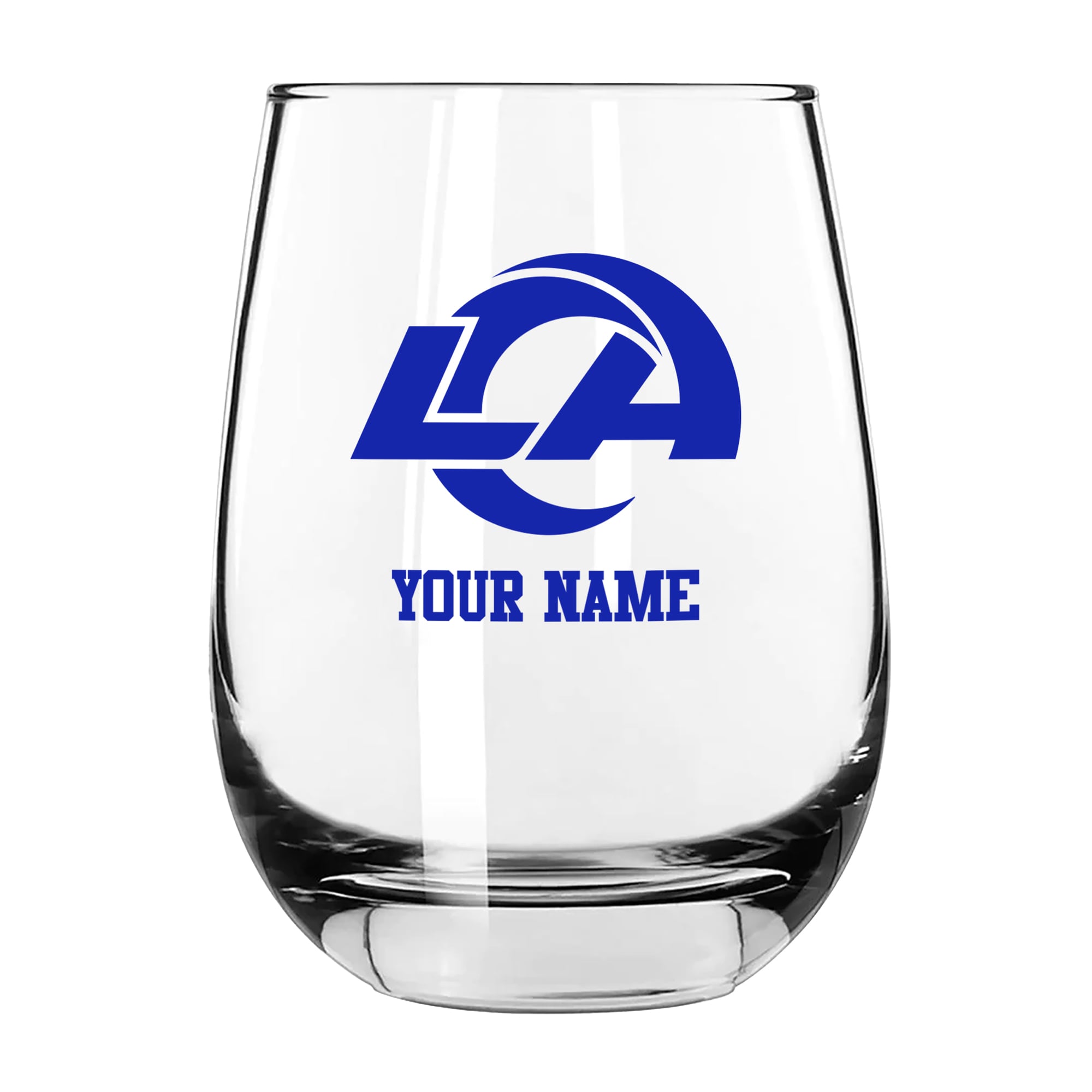 Los Angeles Rams 15oz. Personalized Stemless Glass Tumbler