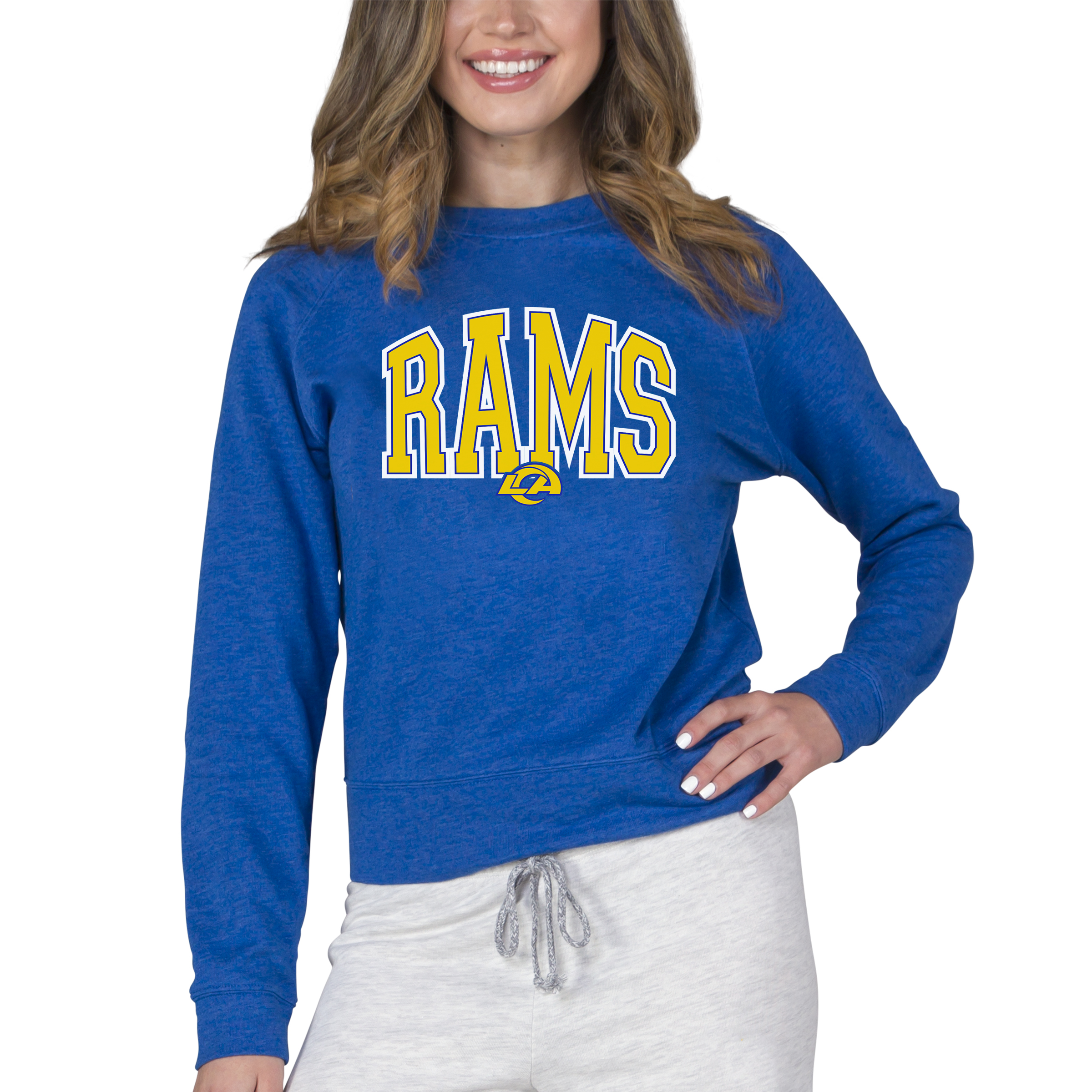 Women's Concepts Sport Royal Los Angeles Rams Mainstream Terry Long Sleeve Top