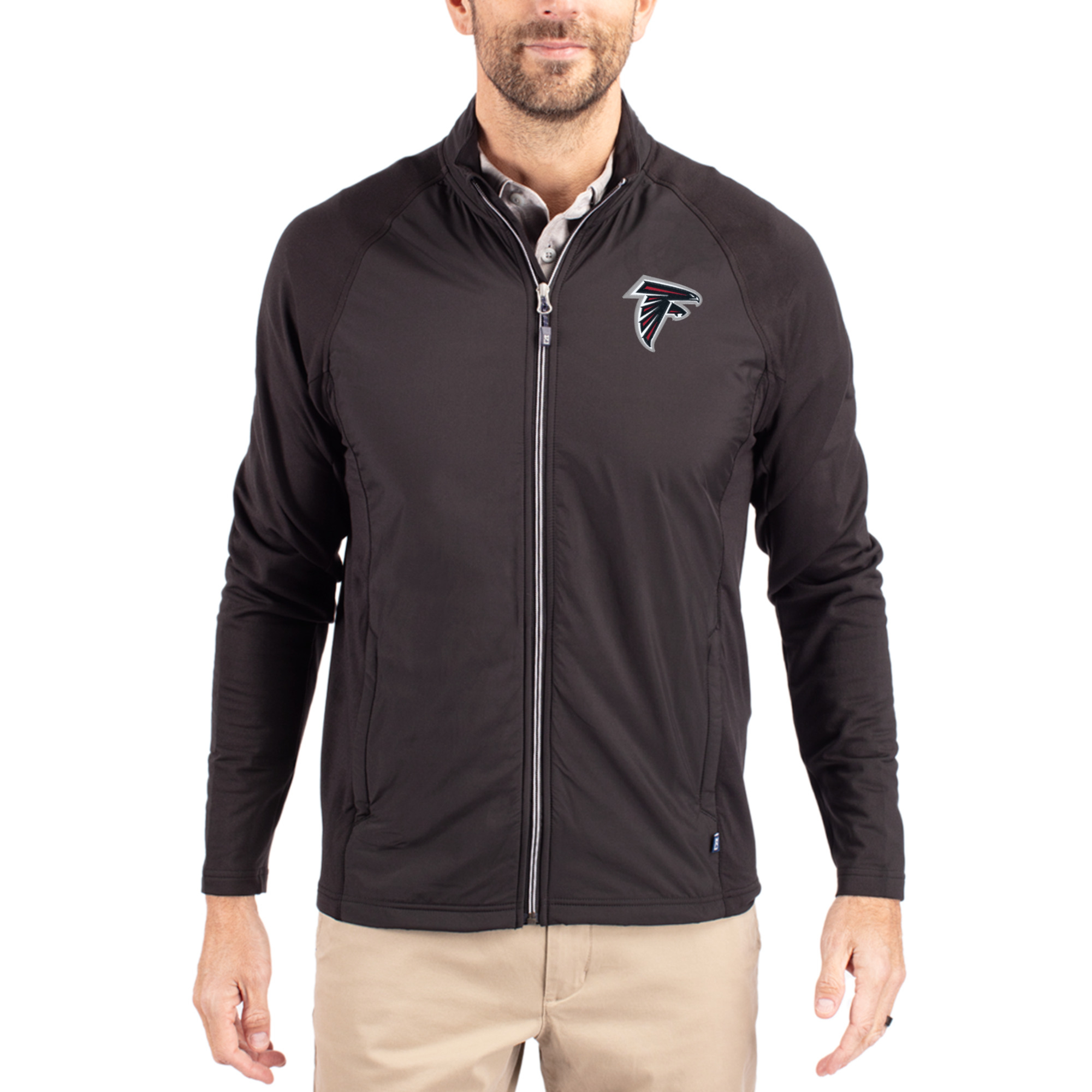 Men's Cutter & Buck Black Atlanta Falcons Adapt Eco Knit Full-Zip Jacket