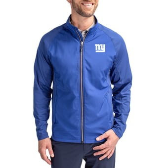 Men's Cutter & Buck Royal New York Giants Adapt Eco Knit Full-Zip Jacket