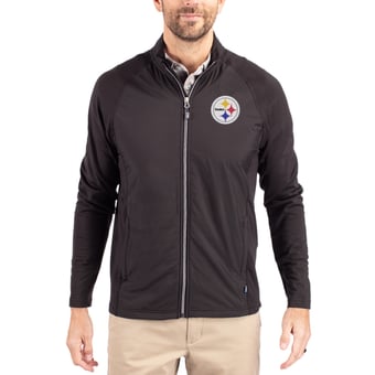 Men's Cutter & Buck Black Pittsburgh Steelers Adapt Eco Knit Full-Zip Jacket