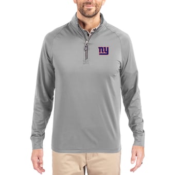 Men's Cutter & Buck Gray New York Giants Adapt Eco Knit Quarter-Zip Pullover Jacket