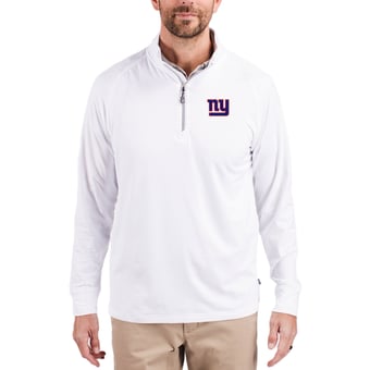Men's Cutter & Buck White New York Giants Adapt Eco Knit Quarter-Zip Pullover Jacket