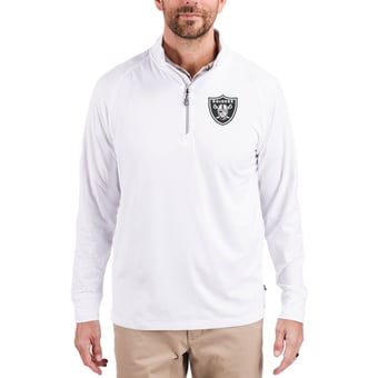 Men's Cutter & Buck White Las Vegas Raiders Adapt Eco Knit Quarter-Zip Pullover Jacket
