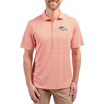 Men's Cutter & Buck Orange Denver Broncos Virtue Eco Pique Stripe Recycled Polo