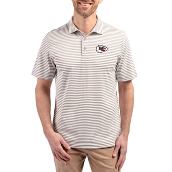 Men's Cutter & Buck Gray Kansas City Chiefs Virtue Eco Pique Stripe Recycled Polo