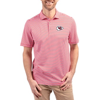 Men's Cutter & Buck Red Kansas City Chiefs Virtue Eco Pique Stripe Recycled Polo