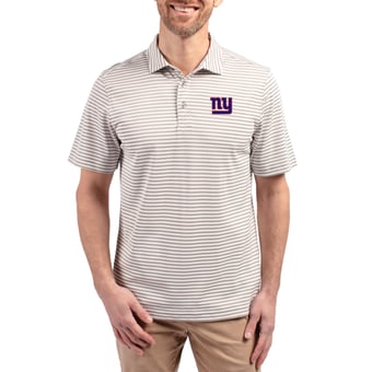 Men's Cutter & Buck Gray New York Giants Virtue Eco Pique Stripe Recycled Polo