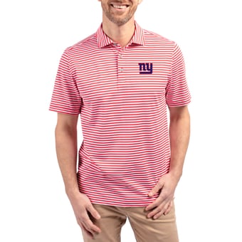Men's Cutter & Buck Red New York Giants Virtue Eco Pique Stripe Recycled Polo