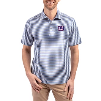 Men's Cutter & Buck Royal New York Giants Virtue Eco Pique Stripe Recycled Polo