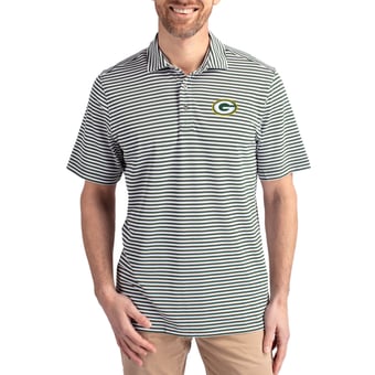 Men's Cutter & Buck Green Green Bay Packers Virtue Eco Pique Stripe Recycled Polo