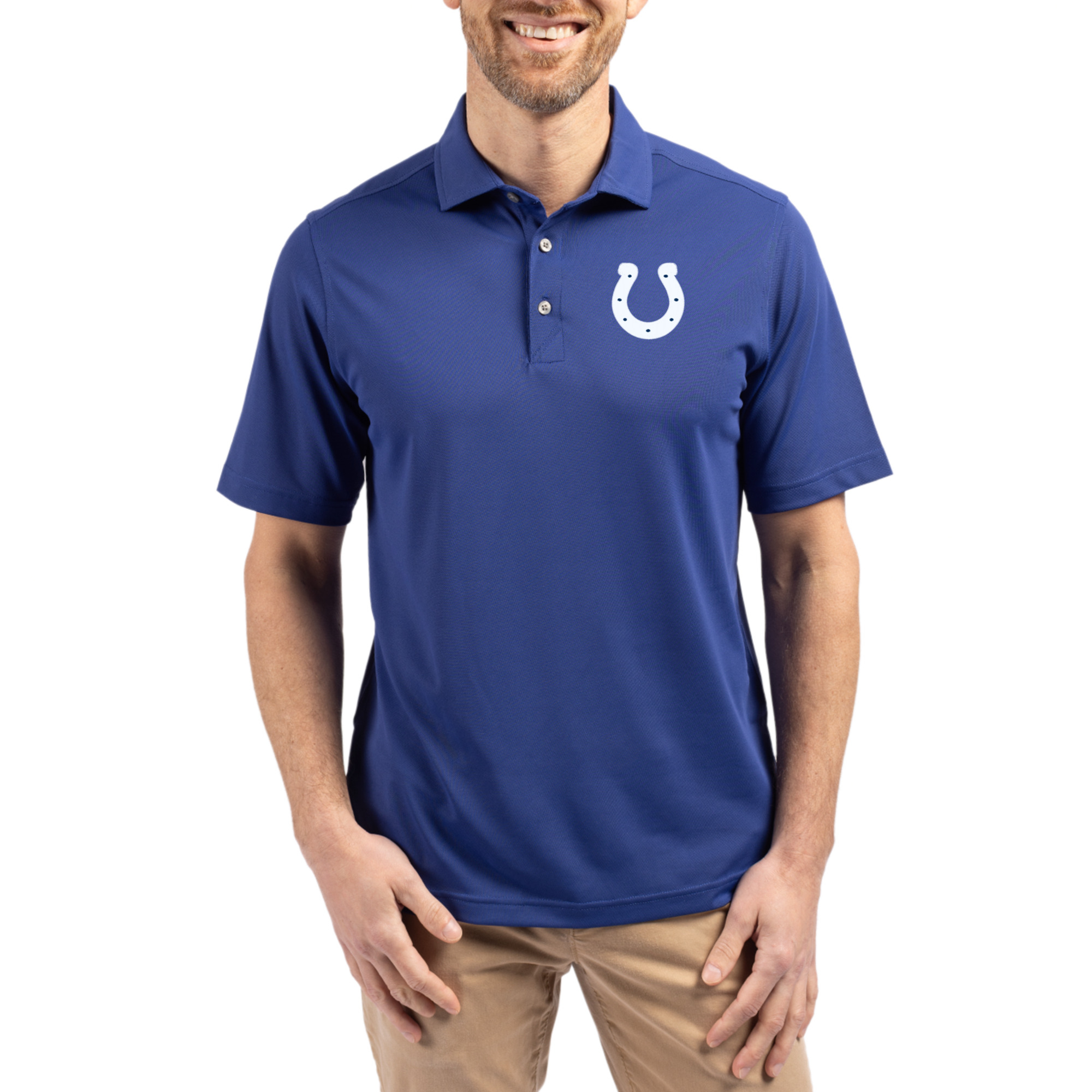 Men's Cutter & Buck Royal Indianapolis Colts Virtue Eco Pique Recycled Polo