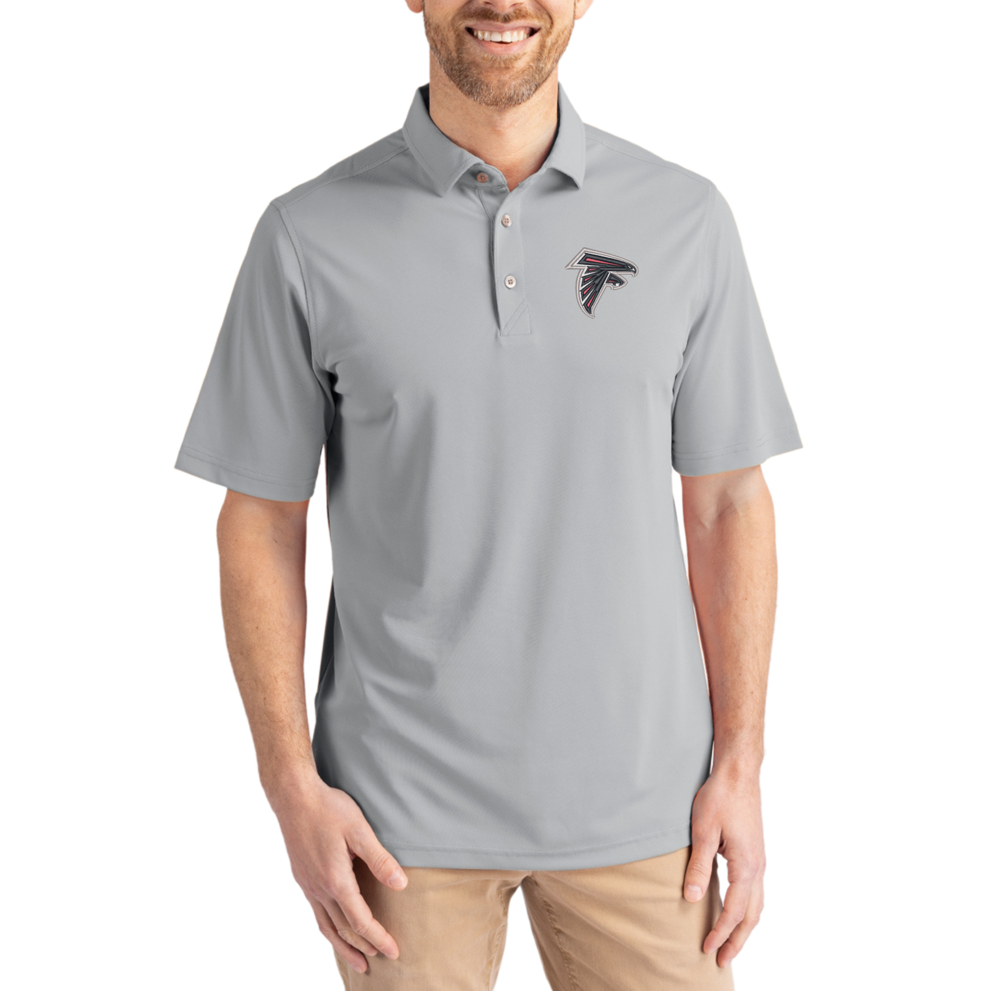 Men's Cutter & Buck Gray Atlanta Falcons Virtue Eco Pique Recycled Polo