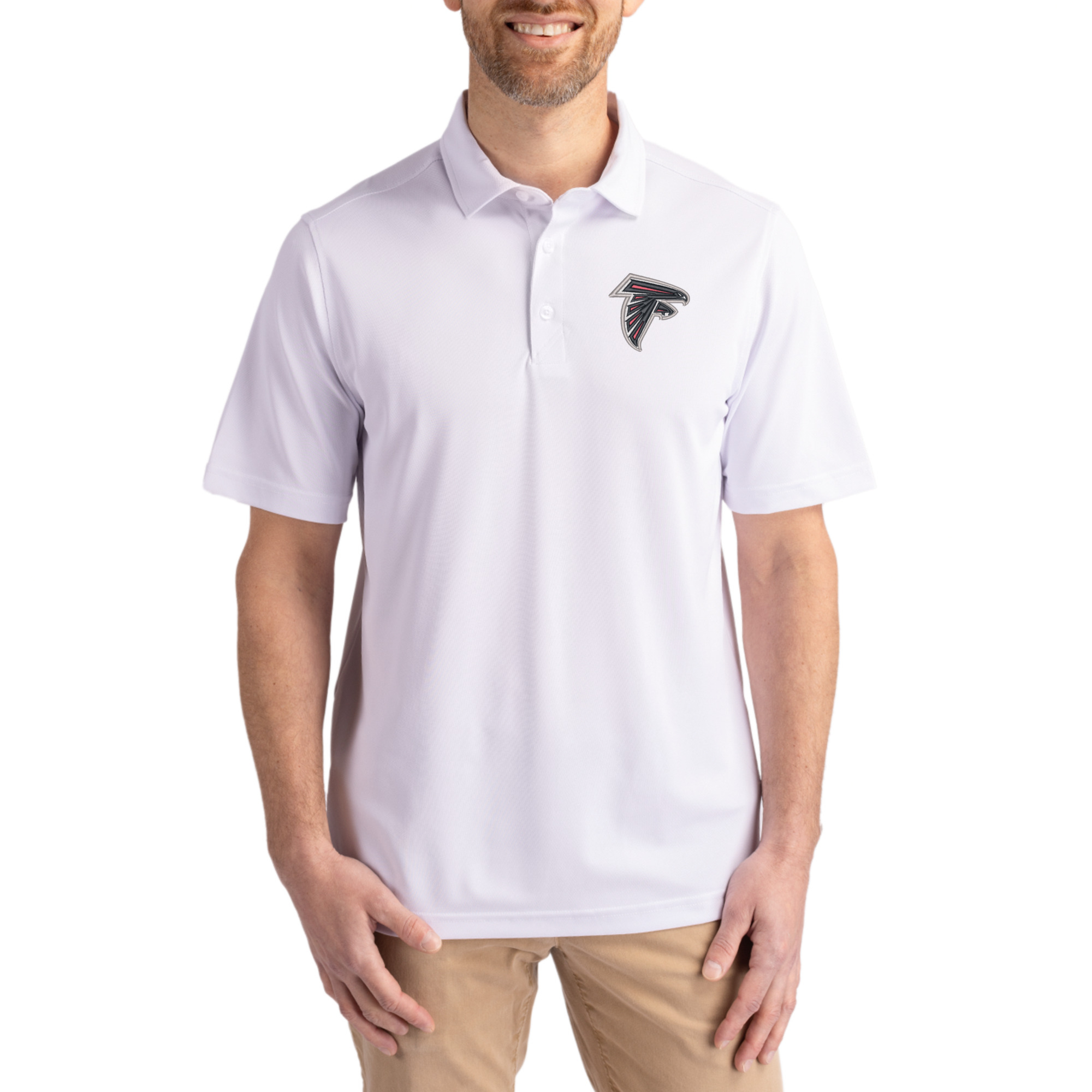 Men's Cutter & Buck White Atlanta Falcons Virtue Eco Pique Recycled Polo