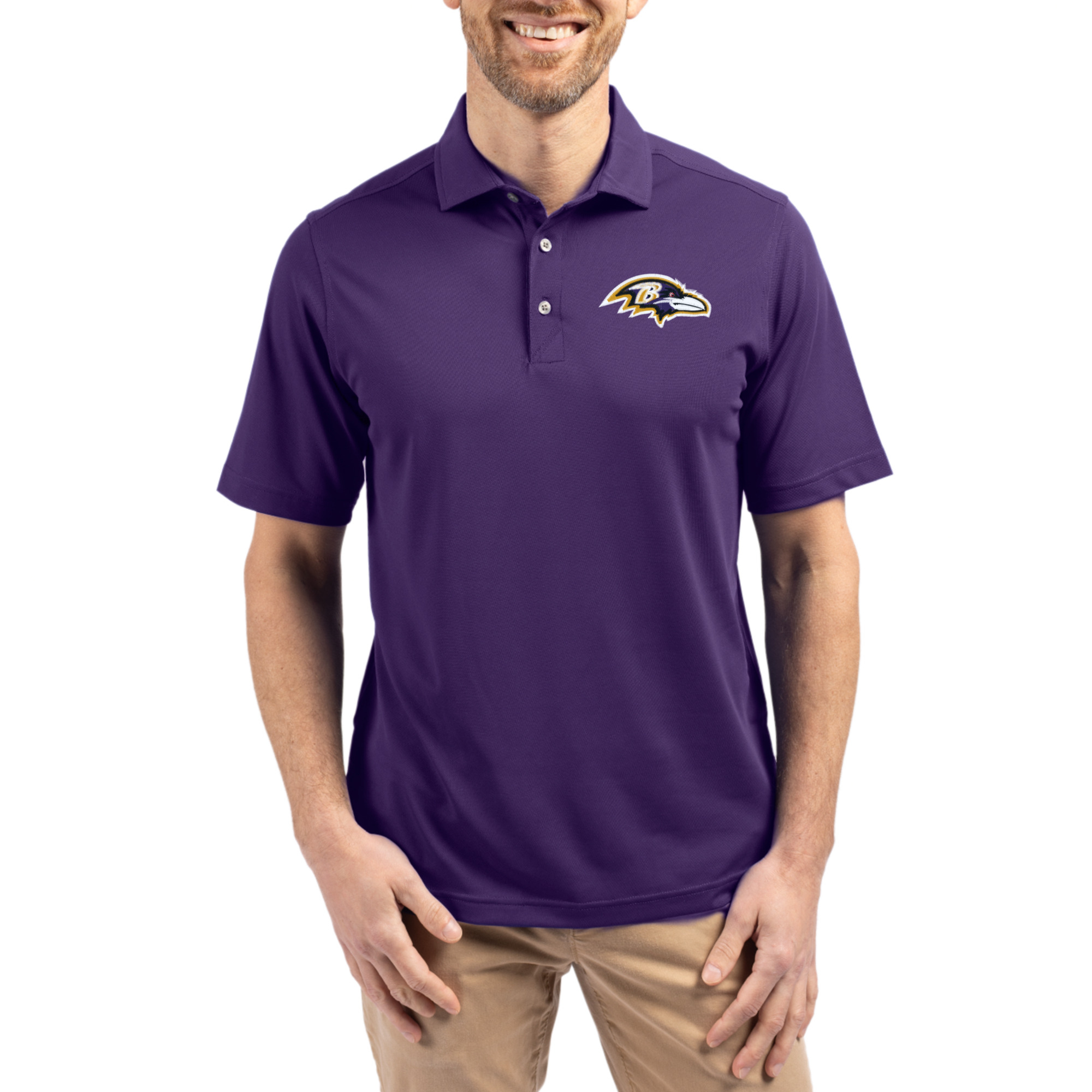 Men's Cutter & Buck Purple Baltimore Ravens Virtue Eco Pique Recycled Polo