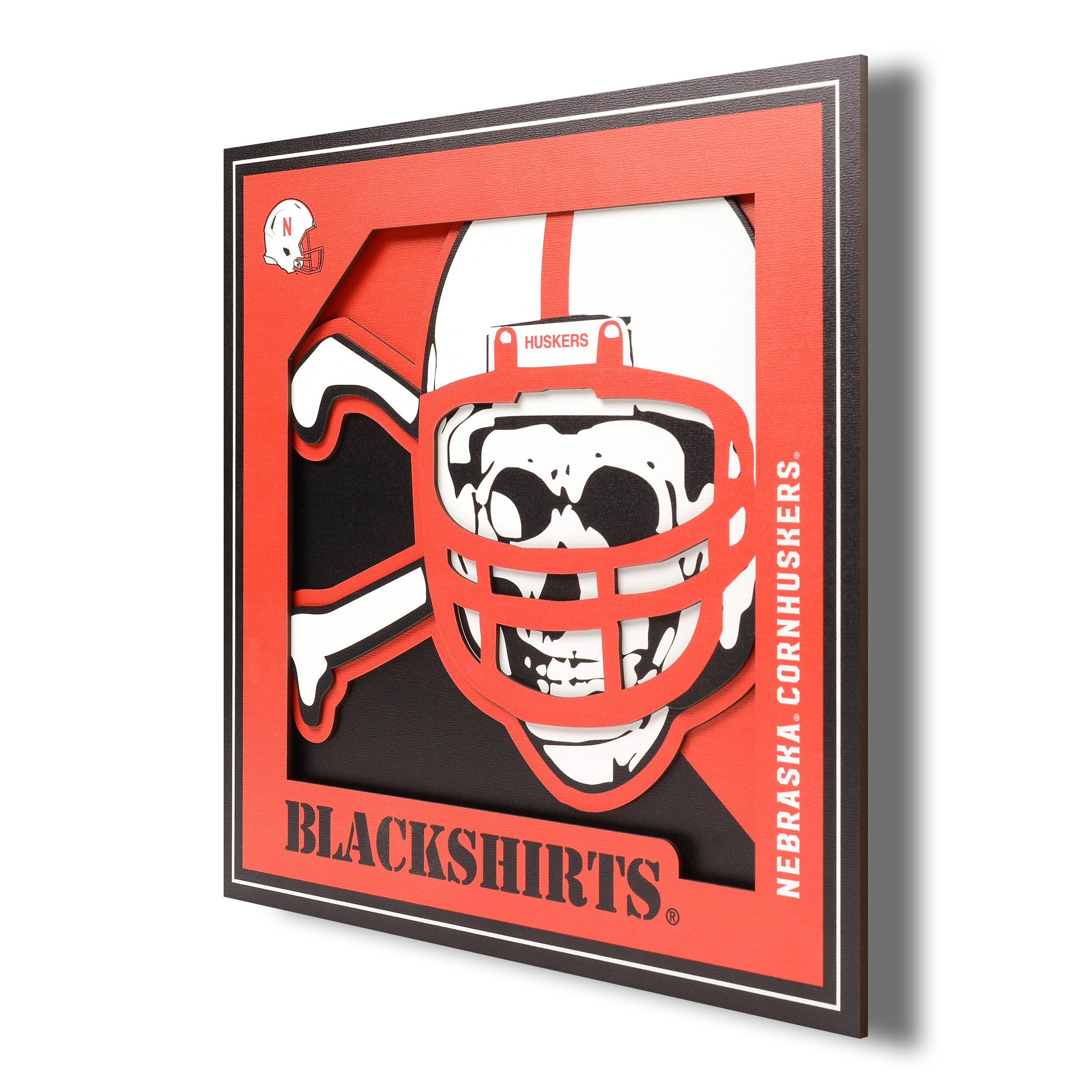 Fanpoint Nebraska Huskers 12'' x 12'' 3D Logo Wall Art