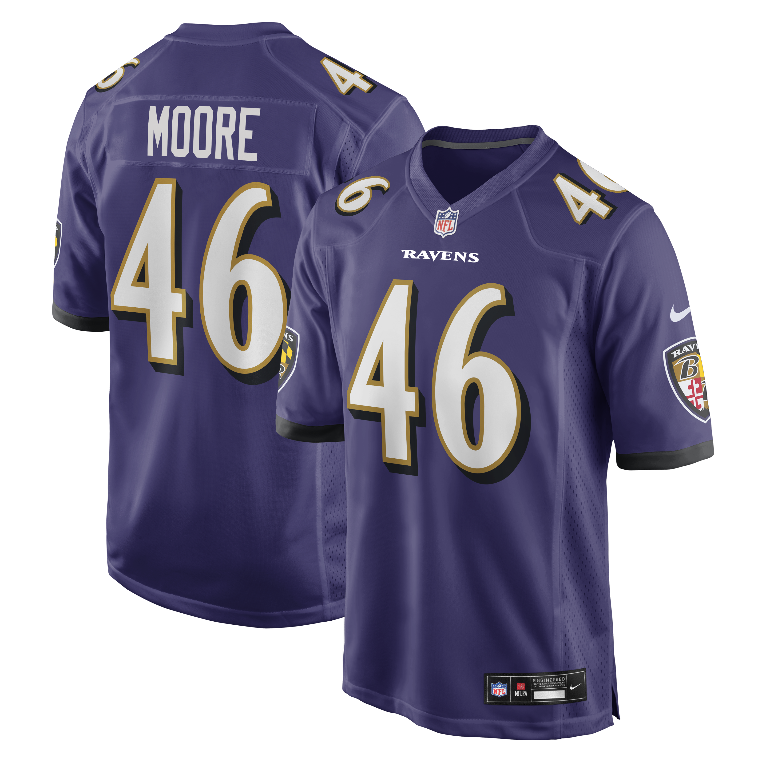 Men's Nike Nick Moore Purple Baltimore Ravens Game Jersey