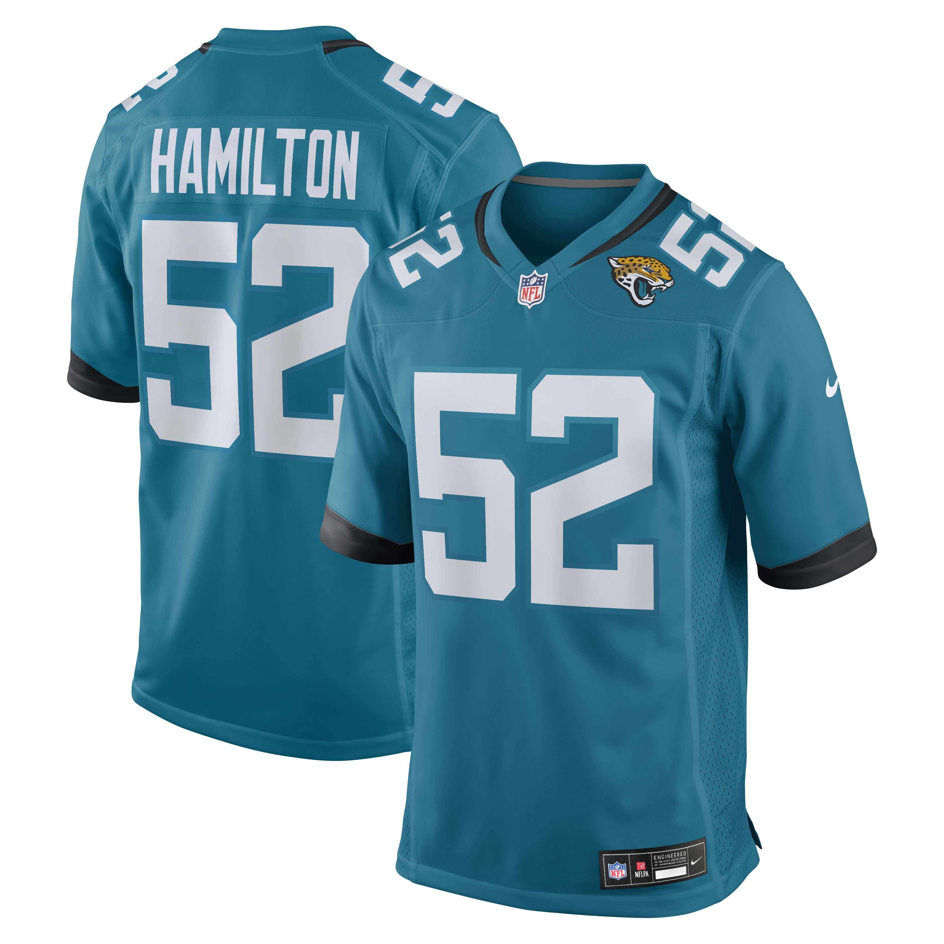 Men's Nike DaVon Hamilton Teal Jacksonville Jaguars Game Jersey