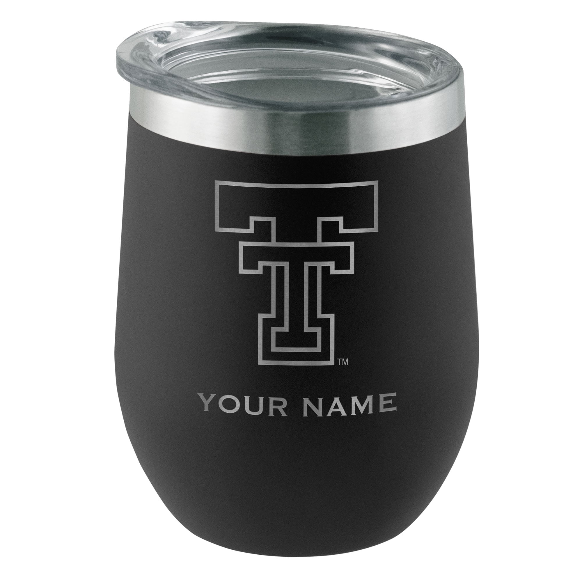Black Texas Tech Red Raiders 12oz. Personalized Etched Stemless Tumbler