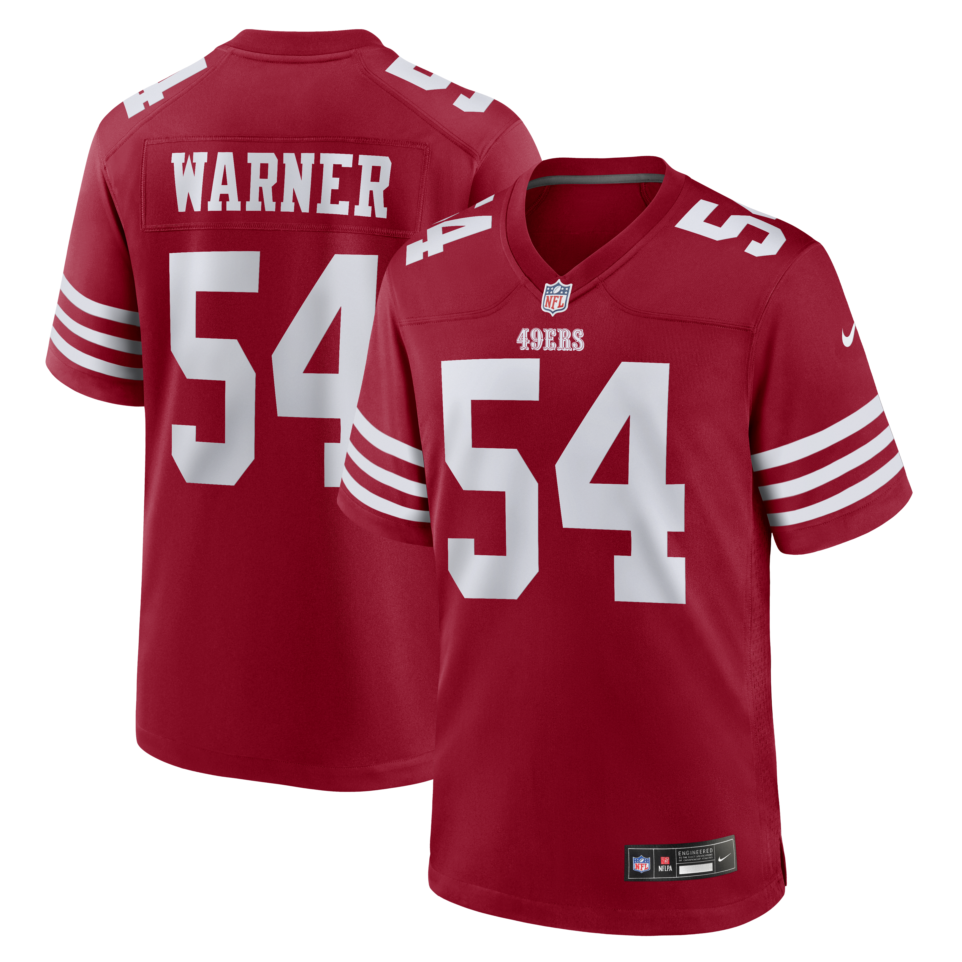Men's Nike Fred Warner Scarlet San Francisco 49ers Team Game Player Jersey