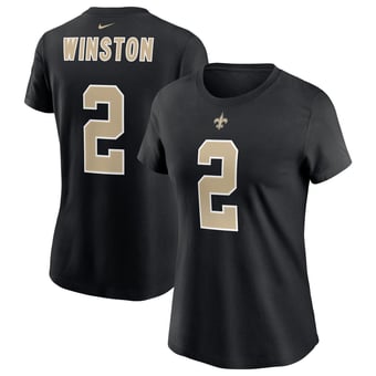 Women's Nike Jameis Winston Black New Orleans Saints Name & Number T-Shirt