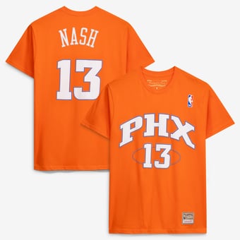 Men's Mitchell & Ness Steve Nash Orange Phoenix Suns Hardwood Classics Stitch Name & Number T-Shirt