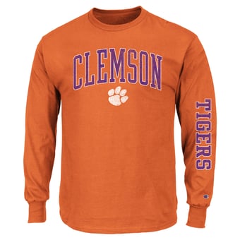 Men's Champion Orange Clemson Tigers Big & Tall Arch Over Logo Long Sleeve T-Shirt