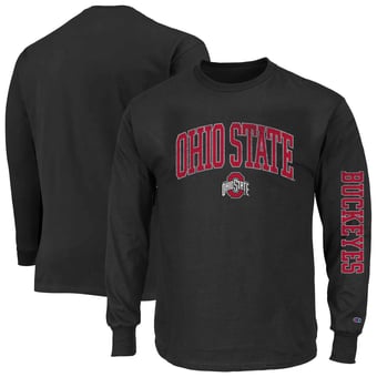 Men's Champion Black Ohio State Buckeyes Big & Tall Arch Over Logo Long Sleeve T-Shirt
