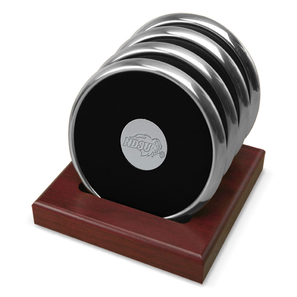 Silver NDSU Bison Coasters 4-Pack Set