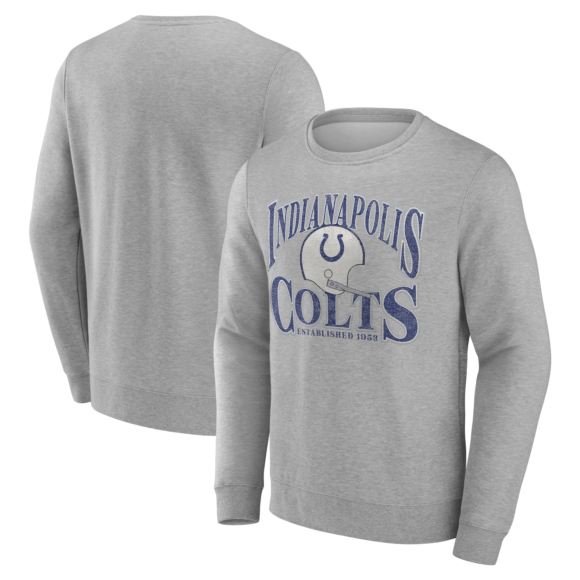 Men's Fanatics Heathered Charcoal Indianapolis Colts Playability Pullover Sweatshirt