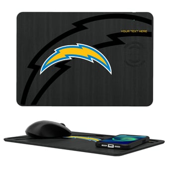 Keyscaper Los Angeles Chargers Personalized 15W Fast Wireless Charger and Mouse Pad