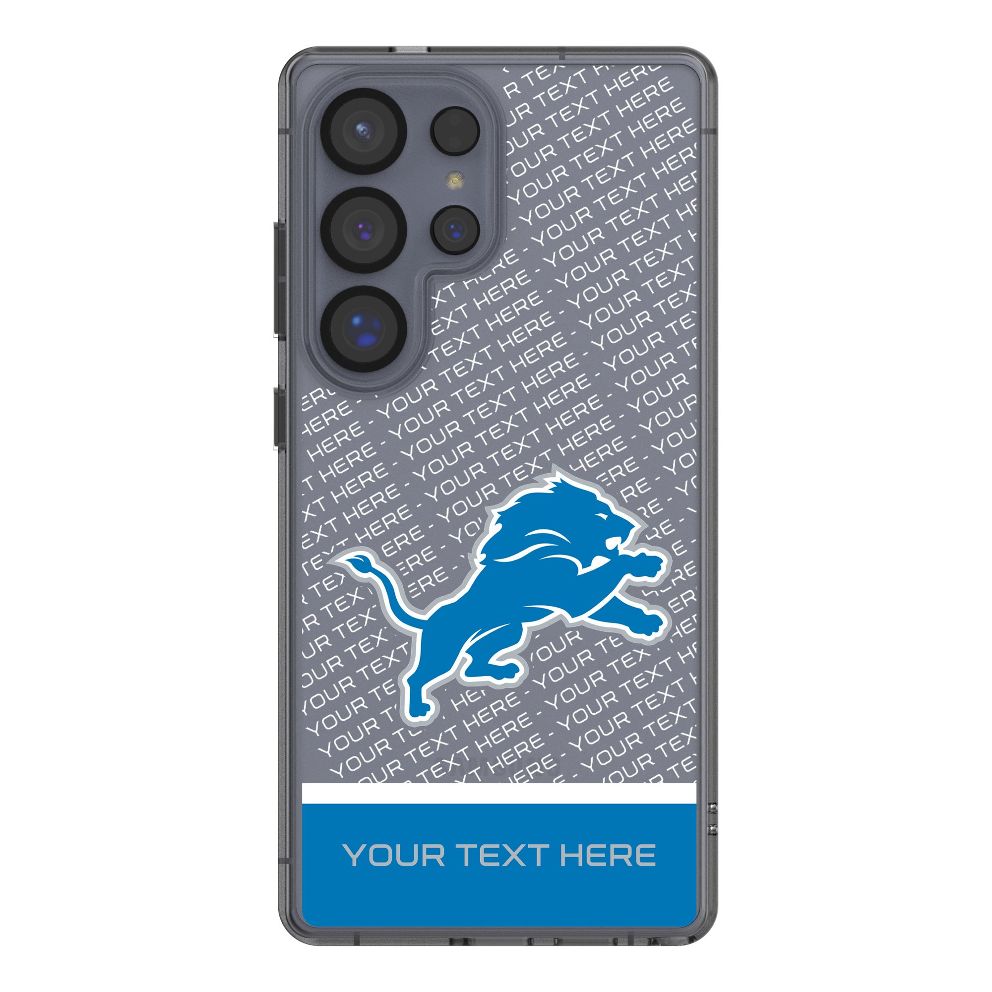 Detroit Lions Personalized Endzone Plus Design Galaxy Clear Phone Case