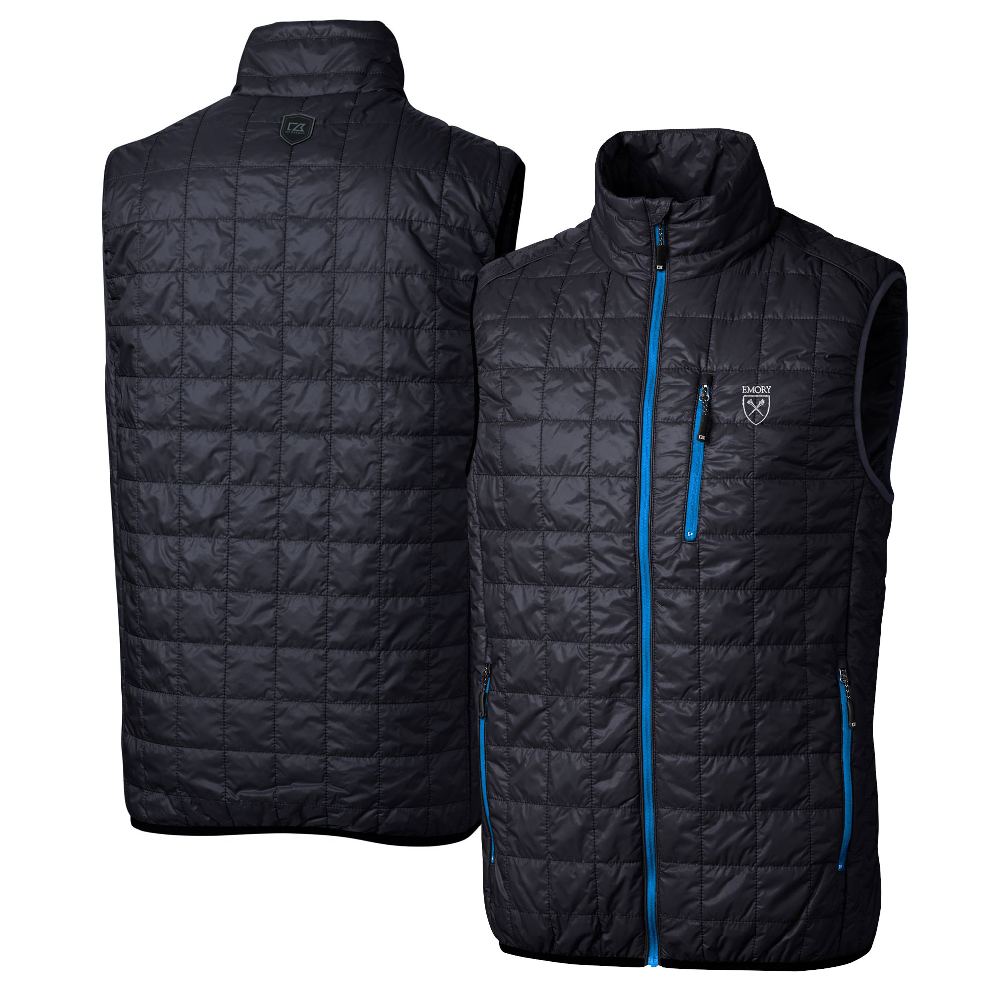 Men's Cutter & Buck  Navy Emory Eagles Rainier PrimaLoft Eco Insulated Full-Zip Puffer Vest
