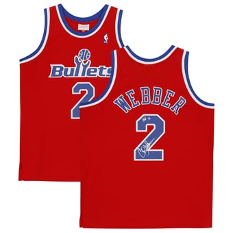 Chris Webber Red Washington Bullets Autographed 1994-95 Mitchell & Ness Hardwood Classics Replica Jersey with "HOF 21" Inscription