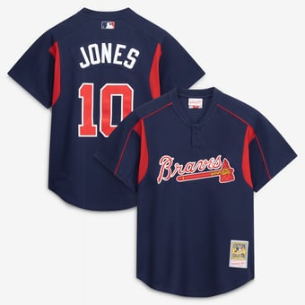 Men's Mitchell & Ness Chipper Jones Navy Atlanta Braves Authentic Batting Practice Jersey