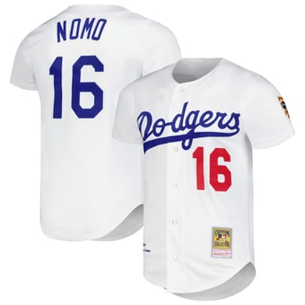 Men's Mitchell & Ness Hideo Nomo White Los Angeles Dodgers Cooperstown Collection Authentic Jersey