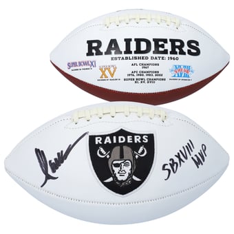 Marcus Allen Oakland Raiders Autographed White Panel Football with "SB XVIII MVP" Inscription