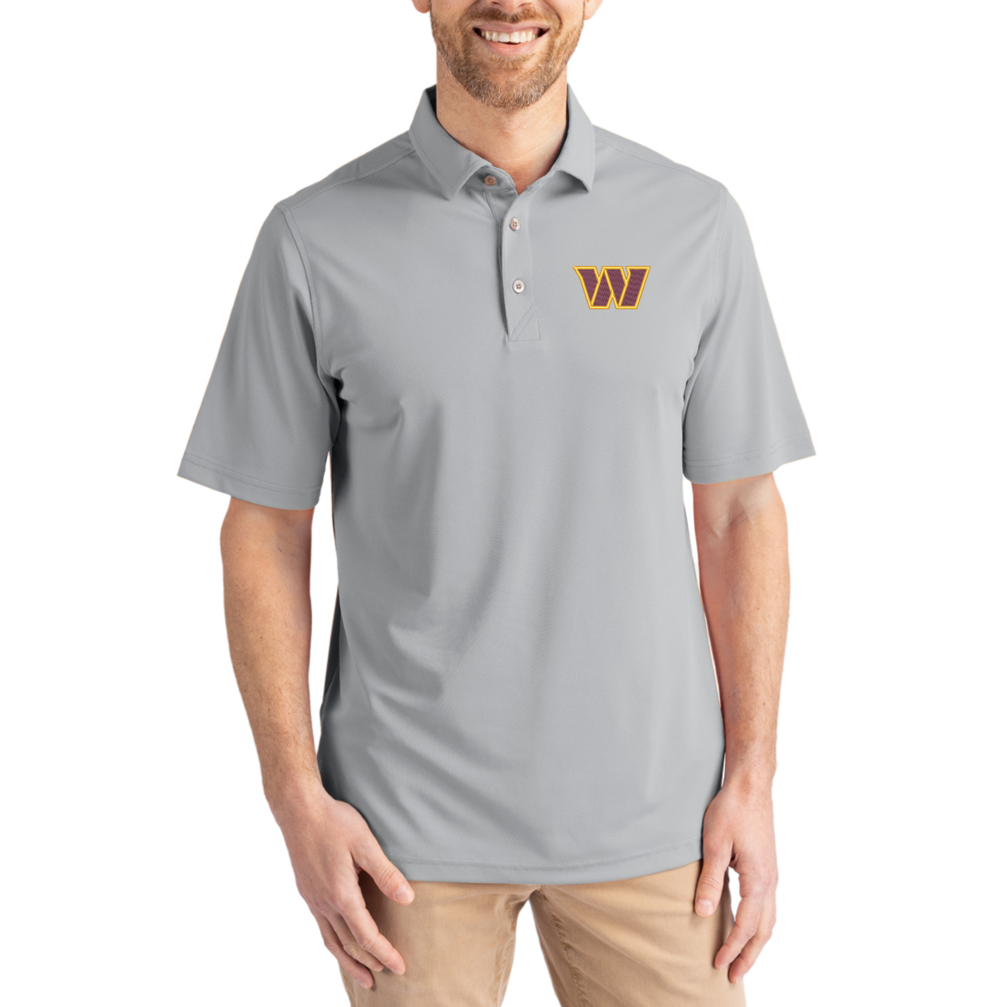 Men's Cutter & Buck Gray Washington Commanders Virtue Eco Pique Polo
