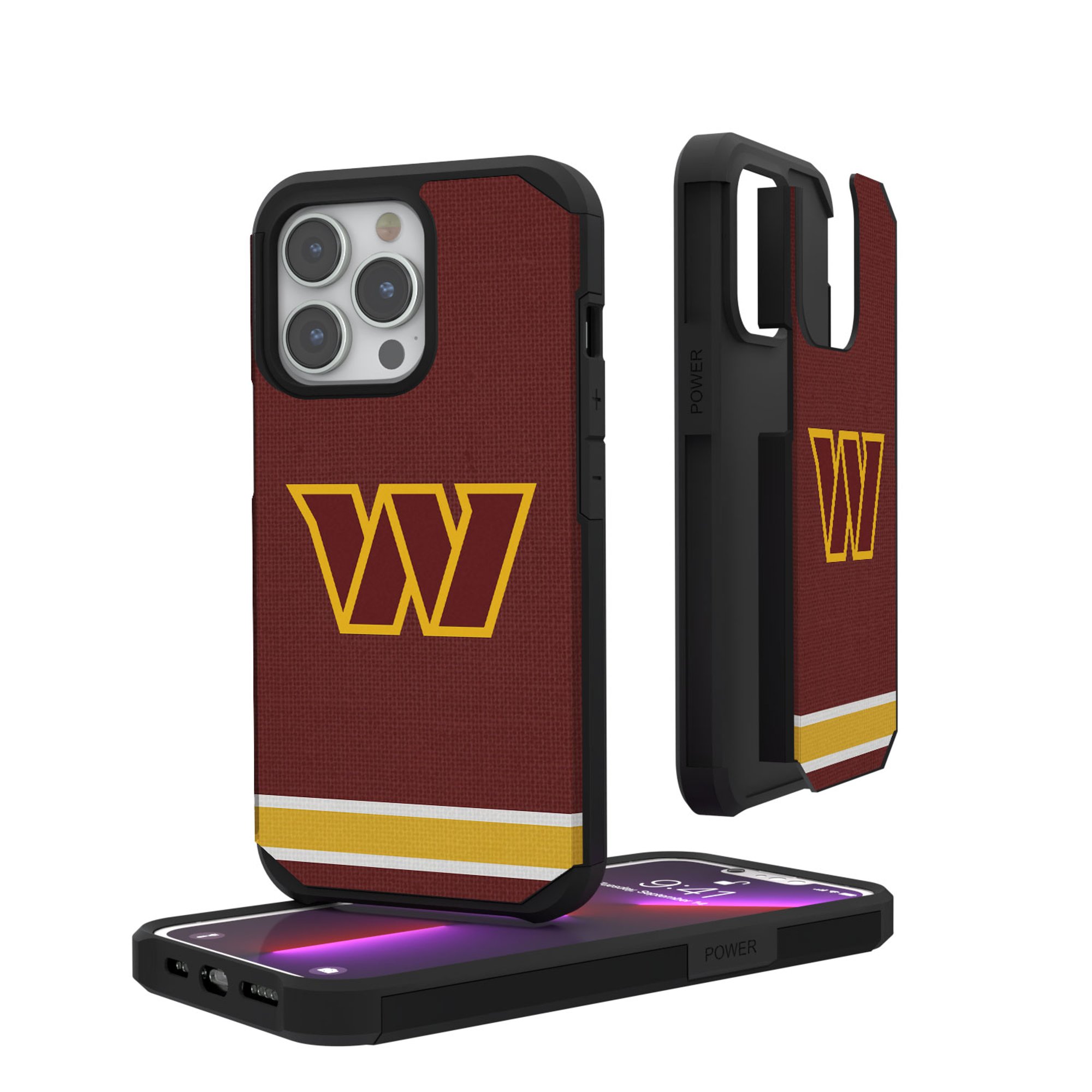 Keyscaper - NFL - Washington Commanders iPhone Rugged Stripe Design Case - 15 Plus - Multicolor