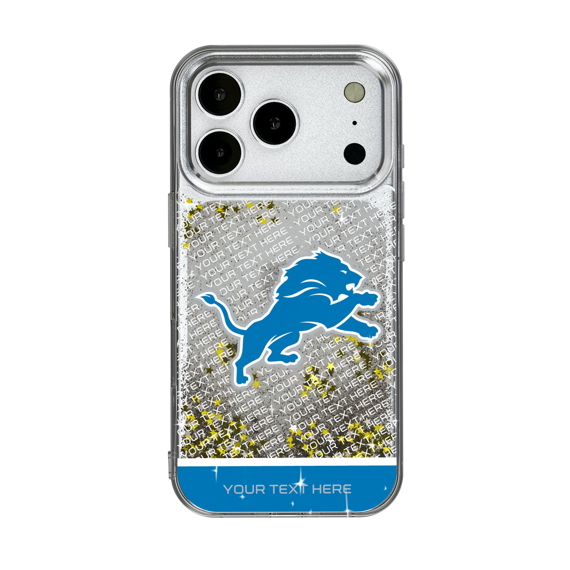 Detroit Lions Personalized Endzone Plus Design iPhone Glitter Phone Case