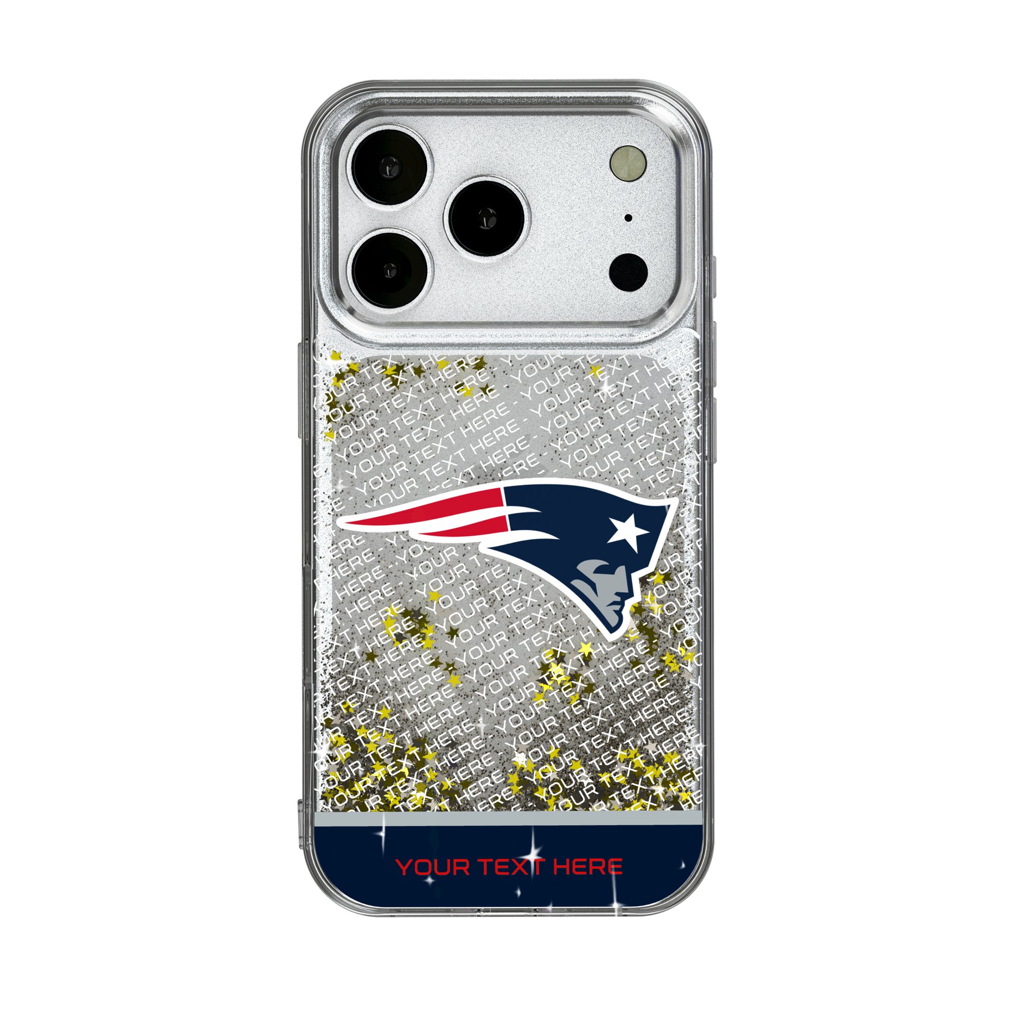 New England Patriots Personalized Endzone Plus Design iPhone Glitter Phone Case New England Patriots Personalized Endzone Plus Design iPhone Glitter Phone Case