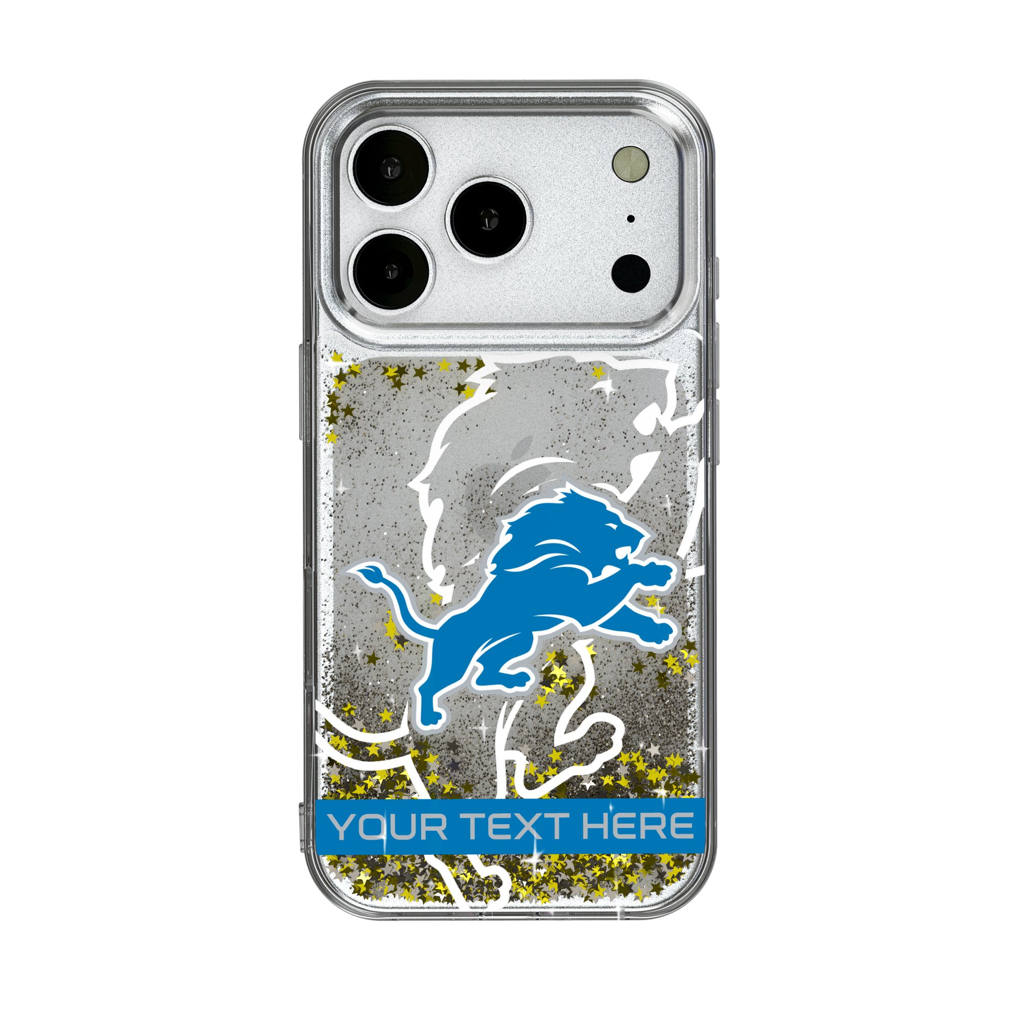 Detroit Lions Personalized Tilt Design iPhone Glitter Phone Case