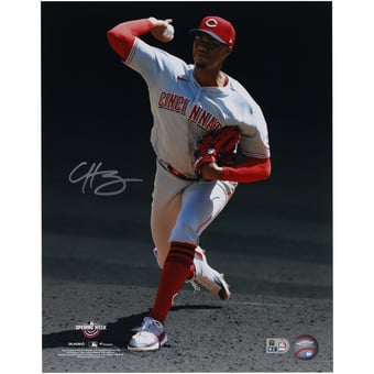 Hunter Greene Cincinnati Reds Autographed 11'' x 14'' Pitching Spotlight Photograph