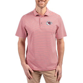 Men's Cutter & Buck Red Kansas City Chiefs Virtue Eco Pique Stripe Polo