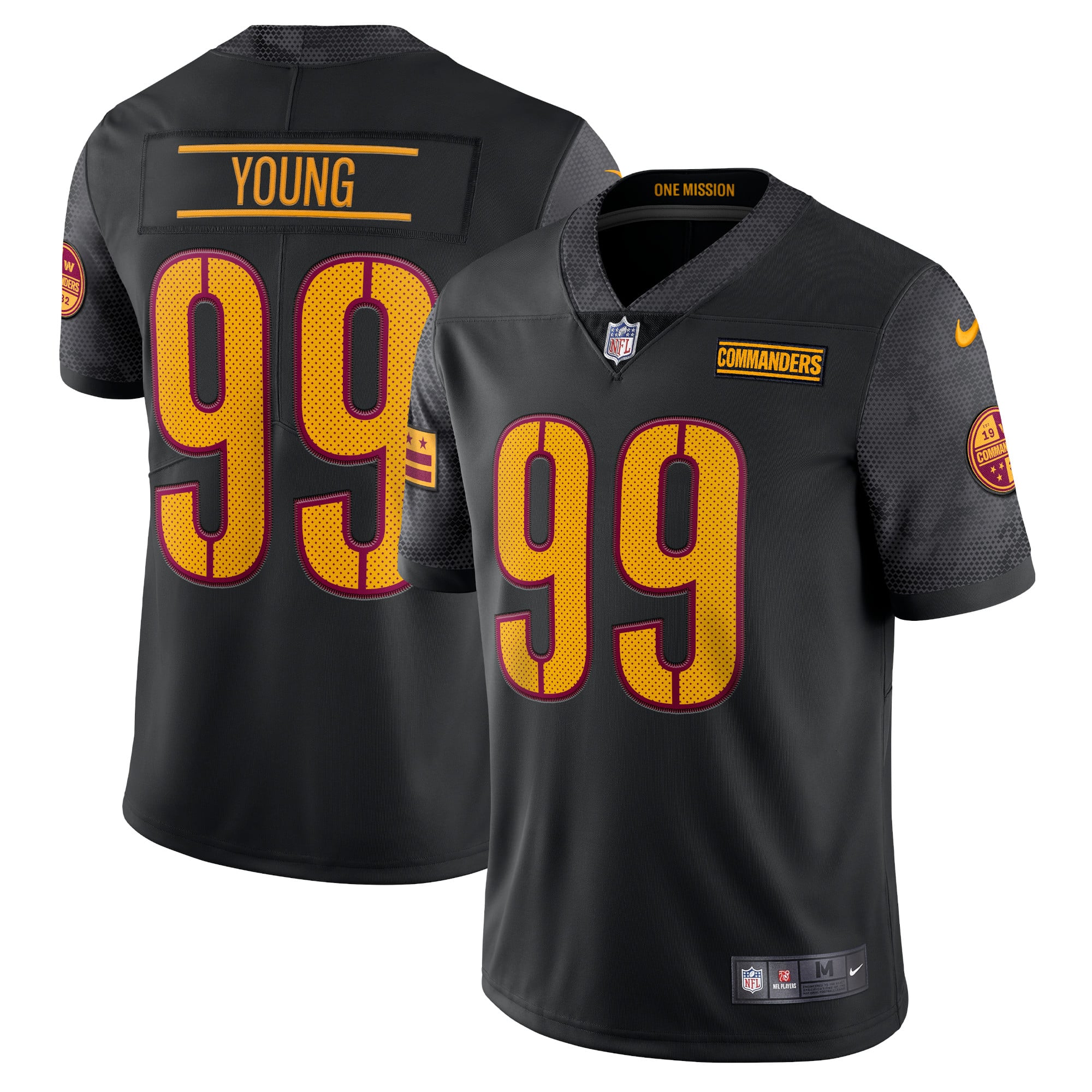 Men's Nike Chase Young Black Washington Commanders Alternate Vapor Limited Jersey: retailer-supplied image