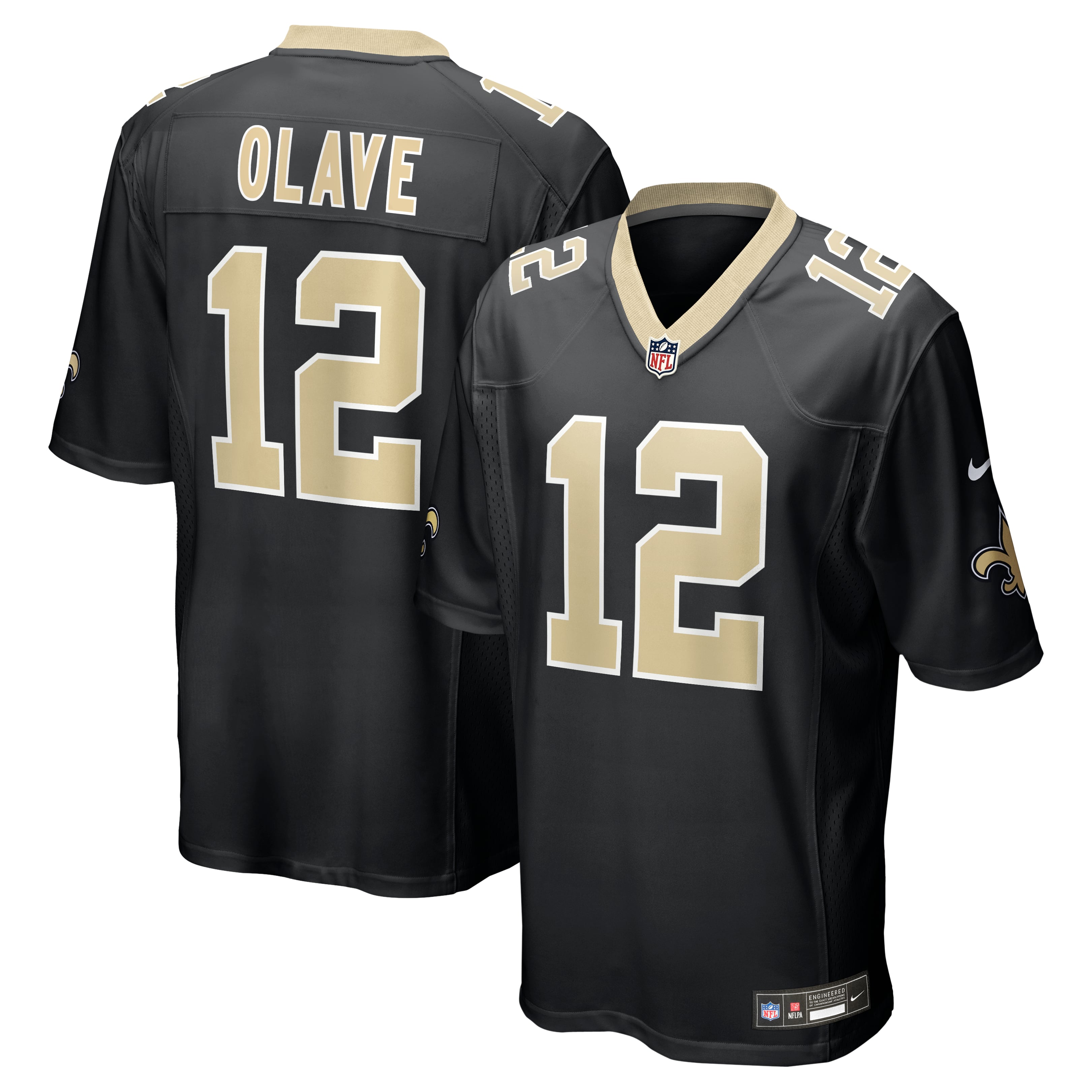 Men's Nike Chris Olave Black New Orleans Saints Player Game Jersey