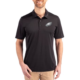Men's Cutter & Buck Black Philadelphia Eagles Prospect Textured Stretch Polo