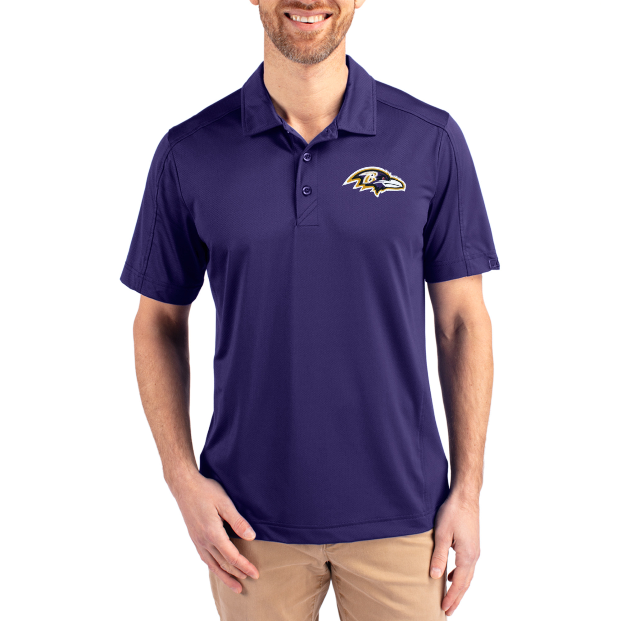 Men's Cutter & Buck Purple Baltimore Ravens Prospect Textured Stretch Polo