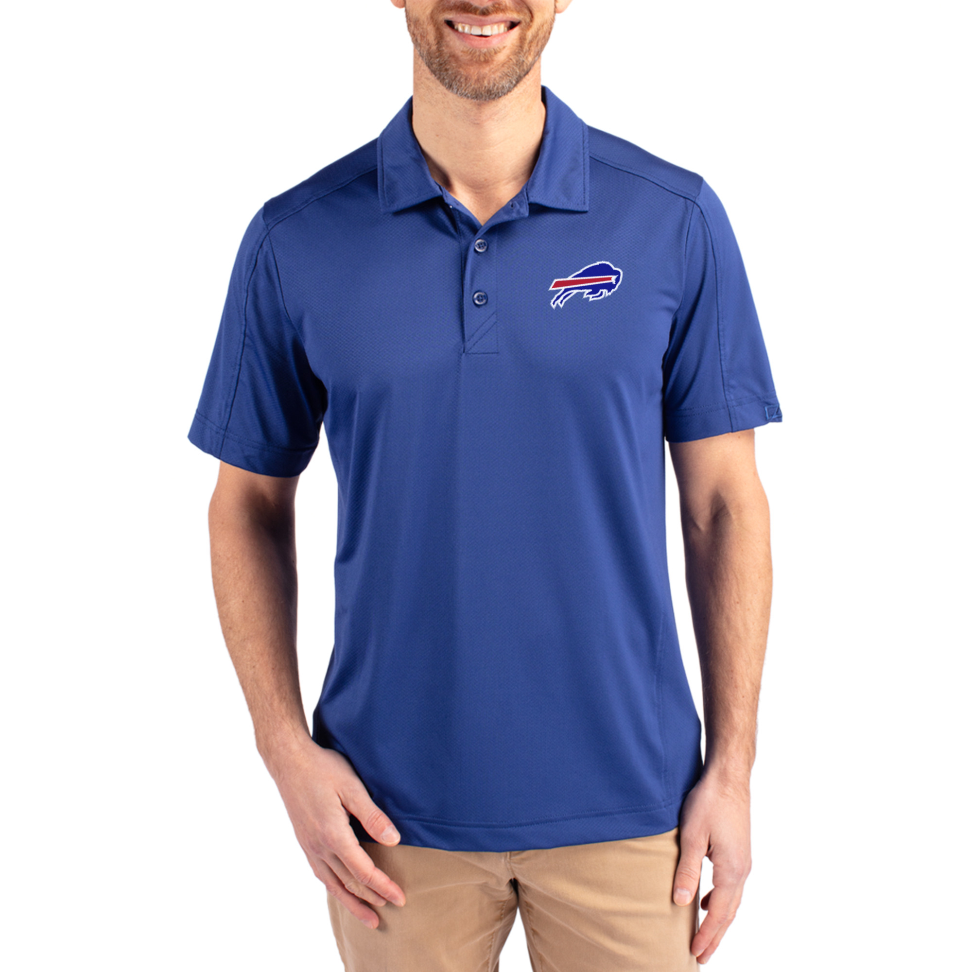 Men's Cutter & Buck Royal Buffalo Bills Prospect Textured Stretch Polo